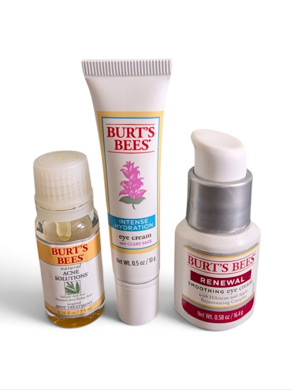 Burt's Bees Skincare Bundle: Acne Spot Treatment and Eye Creams